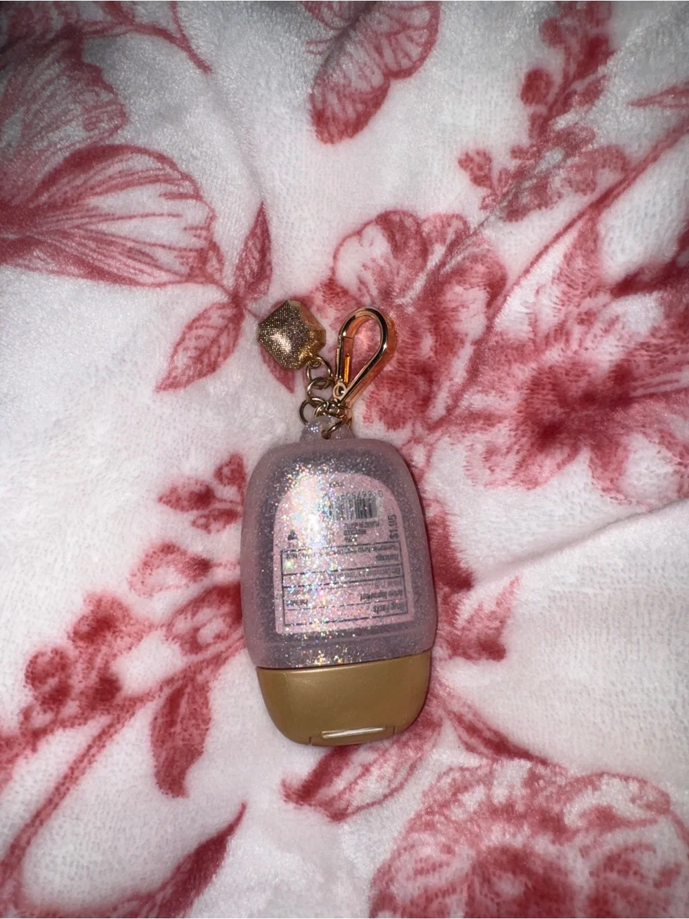 White Barn Champagne Toast Pink Glitter Hand Sanitizer Keychain
